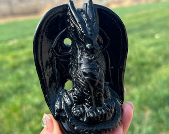 ペルー産ブラックオニキス製ドラゴンの置物 - Etsy 日本