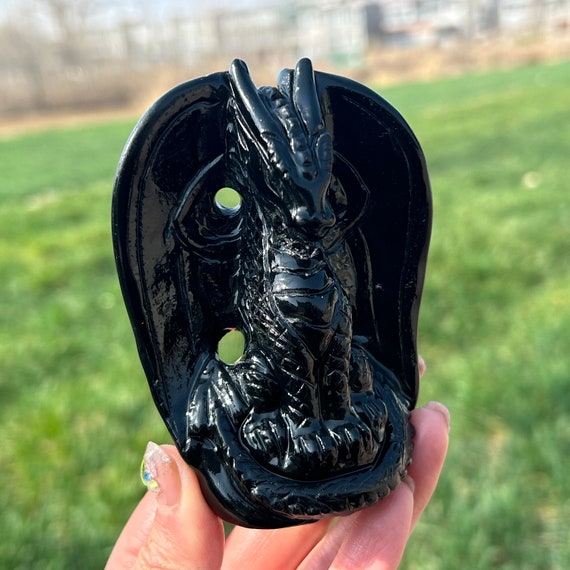 3“Natural Obsidian fly Dragon,Hand Carved,Home Decoration,Crystal Healing,Crystal Gift,Crystal Energy,Crystal Carved Skull,Reiki healing
