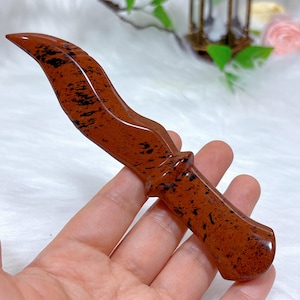 4.7&quot; Natural Red Obsidian Knife,Crystal Dagger,Quartz Crystal Knife,Reiki Healing,Crystal Gift,Mineral Samples,Crystal Energy,Home Deco,Rock