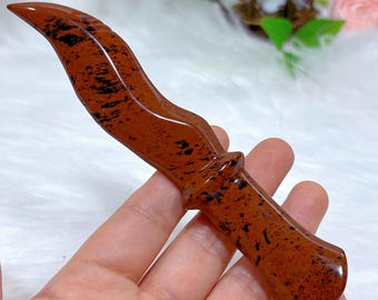 4.7" Natural Red Obsidian Knife,Crystal Dagger,Quartz Crystal Knife,Reiki Healing,Crystal Gift,Mineral Samples,Crystal Energy,Home Deco,Rock