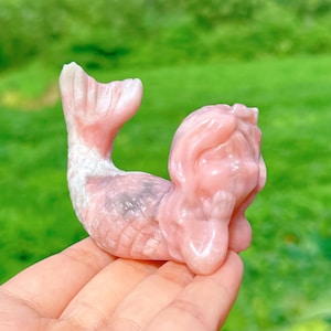 Natural Pink Opal Mermaid,Quartz Crystal Mermaid,Crystal Energy,Crystal Heal,Home Decoration,Crystal Gift,Reiki Healing
