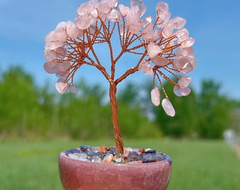 Natural Rose Quartz Tree,Quartz Crystal Tree,Crystal Rough Stone,Lucky Tree, Money Tree,Tree of Life,Crystal Gift,Mineral Sample,Home Decor