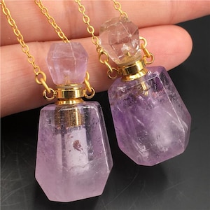 1PC Natural Amethyst Perfume Bottle, Pendant Necklace,Reiki Healing,Crystal gifts,Gemstone bottle necklace,Crystal healing