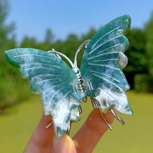 Natural Moss Agate Butterfly,Quartz Crystal Butterfly,Mineral Specimen,Reiki Healing,Gifts,Crystal Energy,Home Decor,Crystal Sculpture