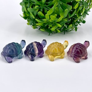 1&#39;&#39; Natural Fluorite Turtle,Quartz Crystal Turtle,Hand Carved,Home Decoration,Gifts,Reiki Healing,Crystal Heal