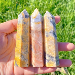70g + natürlicher verrückter Spitze Achat-Obelisk, Kristallstein-Zauberstab-Spitze, Kristallturm, Innendekoration, Kristallmineralprobe, Kristallheilung