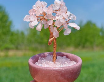 Cristal Guérison Arbre De Vie En Pierre Naturelle - Arbre De Cristal En Quartz Rose, Décoration Feng Shui Pour Apporter Richesse Et Positive Energy Cadeau Anniversaire Femme