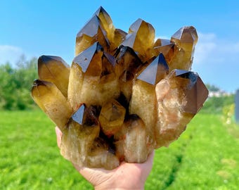 12.76LB Natural Smoky Quartz Cluster,Quartz Crystal Cluster,Energy Crystal,Crystal VUG,Reiki Healing,Mineral Sample,Rock,Decor,Crystal Gift