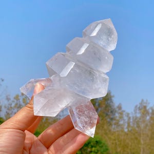 1.43LB Clear Quartz Tower,Crystal Quadripod,Clear Quartz Obelisk,Crystal Stick Point,Mineral Specimens,Reiki Healing,Home Decoration