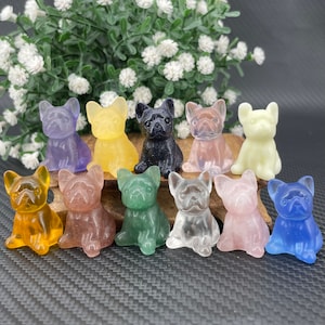 Natural Mix Crystal  French Bulldog,Hand Carved,Crystal Healing,Crystal Animal,Home Decoration,Reiki Healing,Crystal Gifts