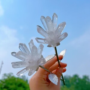Natural Clear Quartz Cluster Rose Flower,Crystal Flowers,Hand Carved,Reiki Healing,Home Decoration,Crystal Gifts,Valentines Gift