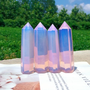 70g + Natürlicher Rosa Opalith Obelisk, Kristallspitze, Kristallturm, Innendekoration, Kristallmineralprobe, Kristallheilung