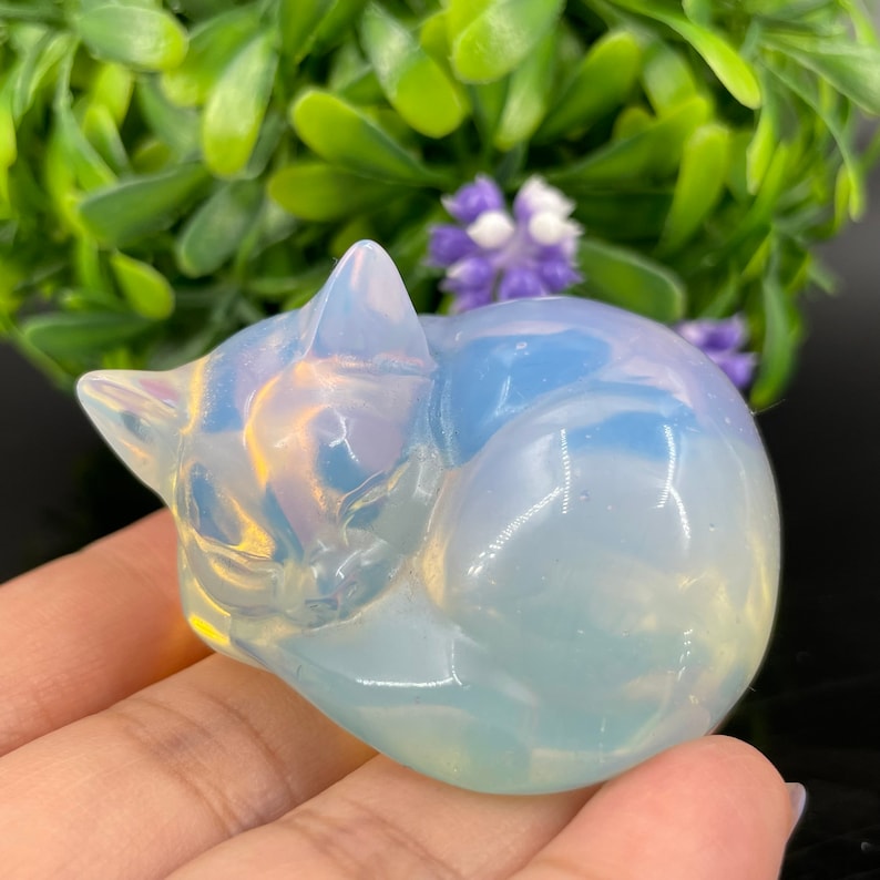 Opalite Sleeping Cat,Hand Carved,Home Decoration,Crystal Collection,Crystal Heal,Gifts,Reiki healing image 6