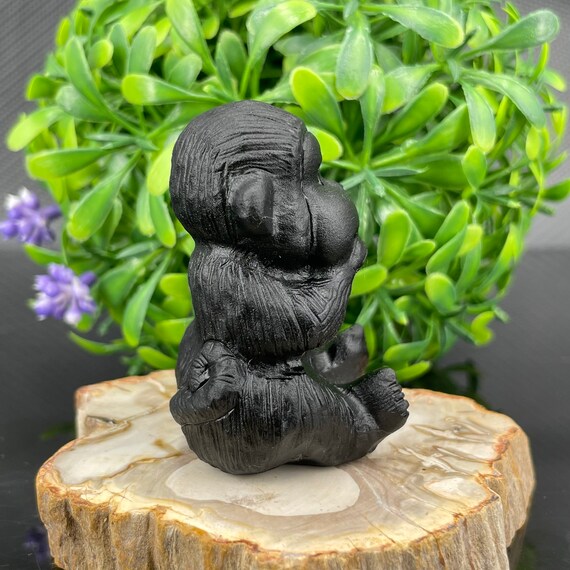 Natural Obsidian Monkey,hand Carved,crystal Healing,crystal Animal