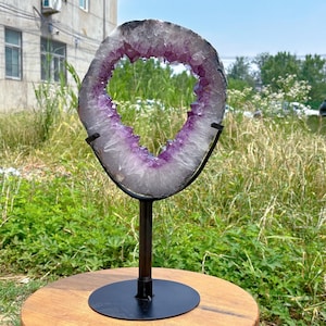 5.5LB Natural Amethyst Geode + stand,Amethyst Cluster,Crystal Geode,Crystal Gift,Energy Crystal,Home Decor,Reiki Healing,Mineral Samples