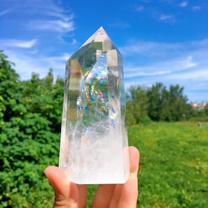 Natural Clear Quartz Rainbow Tower,Crystal Energy,Crystal Heal,Crystals Point,Mineral Specimens,Reiki Healing,Home Decoration