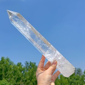 12.5&quot; Natural Clear Quartz Tower,Quartz Crystal Obelisk,Crystal Wand,Crystal Stick Point,Mineral Specimens,Reiki Healing,Home Decor,Gifts