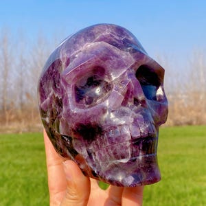 5.1" Dream Amethyst Hand Carving Skull,Crystal Skull,Crystal Skull,Home Decoration,Crystals Gifts,Reiki Healing