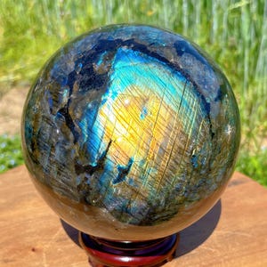 168mm/15.4LB Natural Labradorite Ball,Crystal Quartz Sphere,Mineral samples,Home Decor,Crystal Healing,Divination Ball,Gifts,Crystal Energy