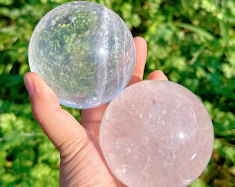 50 mm-100 mm naturlig klar kvartskula, kvartskristallkula, stor kristallkula, reiki-healing, gåvor, flera storlekar tillgängliga, spådomskula