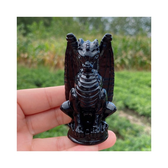 3“Natural Obsidian Fly Dragon,Hand Carved,Home Decoration,Crystal Healing,Crystal Gift,Crystal Energy,Crystal Carved Skull,Reiki healing 1PC
