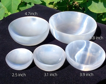 Satin Spar Selenite Charging Bowl,Altar Bowl,Ritual Bowl,Crystal Jewelry Storage,Energy Crystal,Reiki Healing,Crystal Gifts,Mineral Samples