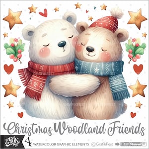 Winter Clipart, Winter-Bären, Weihnachtscliparts, Aquarell, Weihnachtsbär, Woodland Clipart, gemütlich Clipart, Bär Clipart, Winter Party