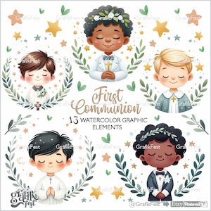 First Communion, Clipart, Pray Graphics, Praying Clipart, Prayer, Boy Clipart, Watercolor, Faith Clipart, Png Religious Boys, Digital, Png