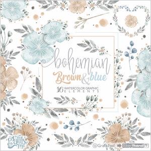 Aquarela floral, clipart floral, clipart de flores, aquarela de flores, flor boho, aquarela de buquê, gráficos de flores, casamento, boho