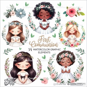 Erstkommunion, Clipart, Beten Grafiken, beten Clipart, Gebet, Mädchen Clipart, Aquarell, Glaube Clipart, Png, religiöse Mädchen, Digital