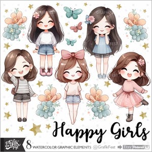 Mädchen Clipart, Puppe Clipart, kleines Mädchen, Freund Clipart, Mädchen Grafiken, Mädchen, Freunde, Mädchen Bilder, Png, Printable, Digital, Kinder, niedlich