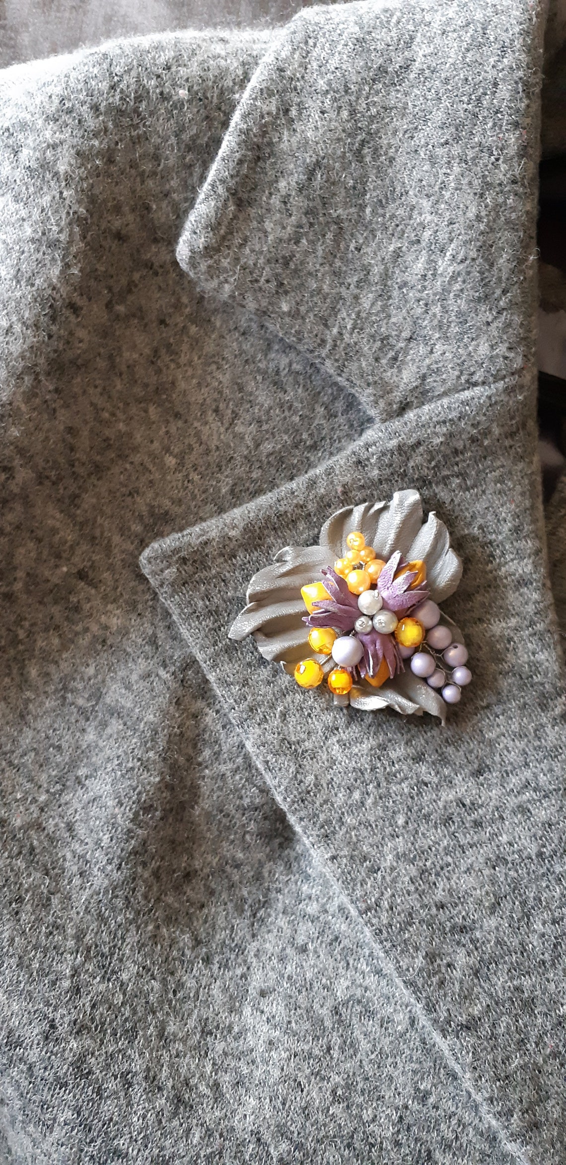 Brooch on jacket elegant brooch coat brooch leather brooch Etsy