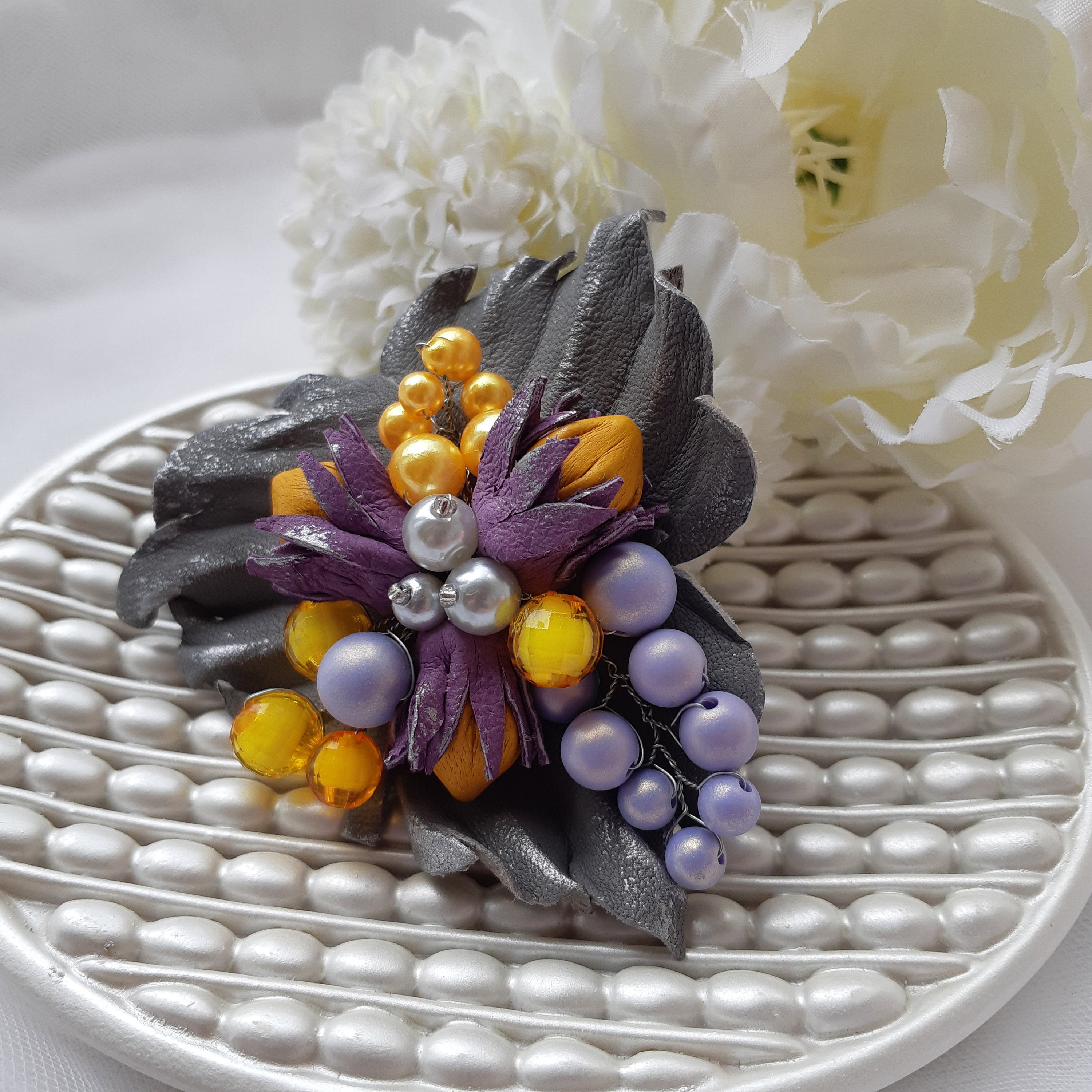 Brooch on jacket elegant brooch coat brooch leather brooch Etsy