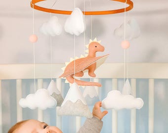 Felt Dragon Baby Mobile: Pink Dragon Nursery Decor