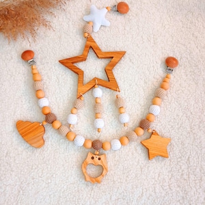 Crochet Stroller Garland Set: Wooden & Felt Baby Pram Toys