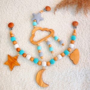 Crochet Stroller Garland Set: Wooden & Felt Baby Pram Toys