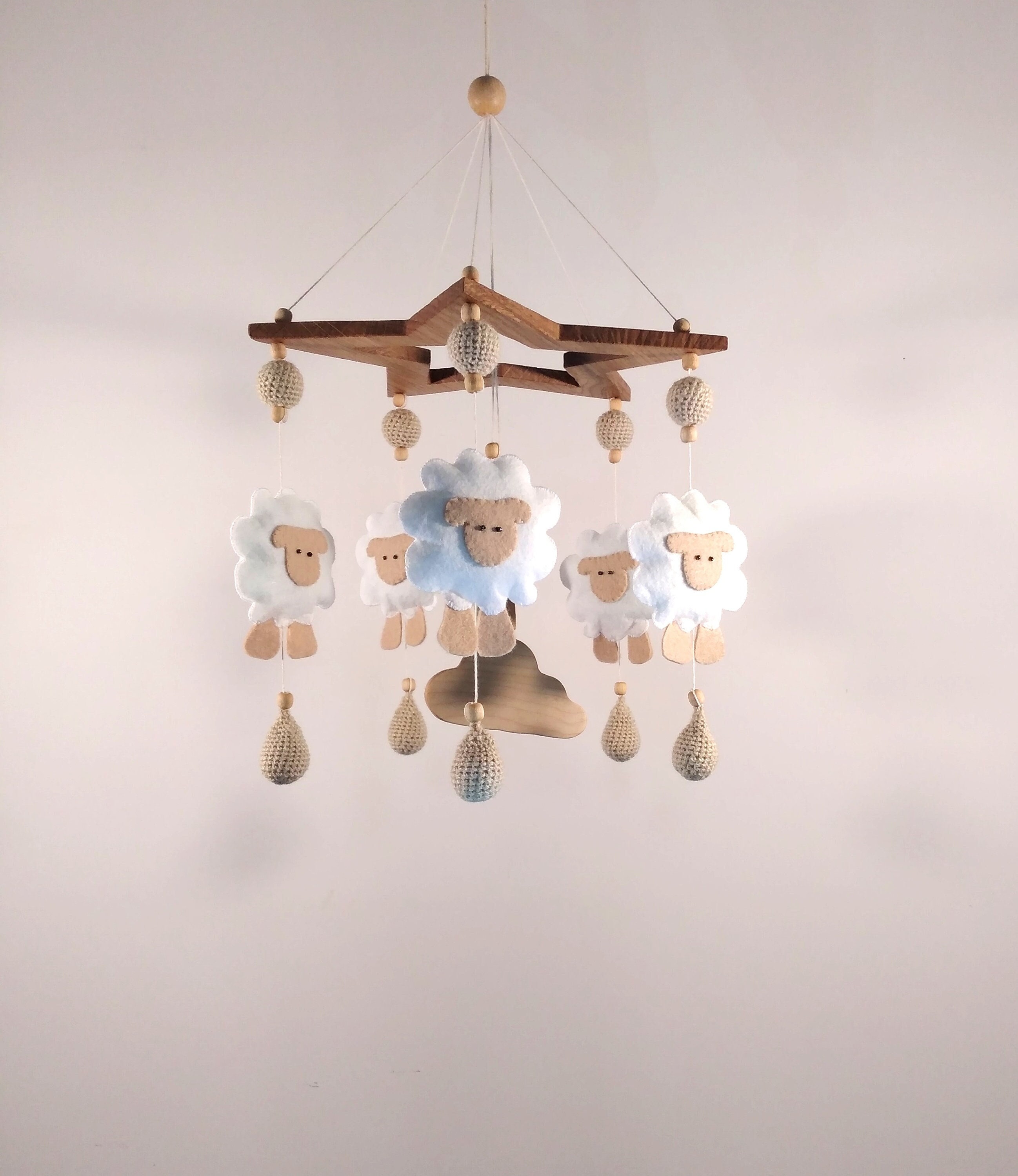 Sheep Mobile Baby Mobile Sheep Neutral Baby Mobile Baby Etsy Uk