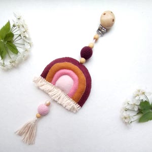 Rainbow Stroller Mobile, Felt Rainbow, Stroller Toy, Pram Toy, Pram Mobile, Baby Gift, Pram Accessory, Baby Shower Gift, Newborn Gift.