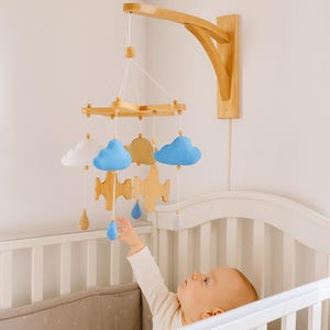 Airplane Baby Mobile: Maple Wood & Felt Nursery Decor