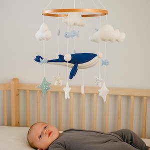 Whale Mobile, Baby Mobile Boy, Whale Mobile for Nursery, Baby Crib Mobile, Baby Mobile, Nautical Mobile, Crib Mobile, Baby Shower Gift.