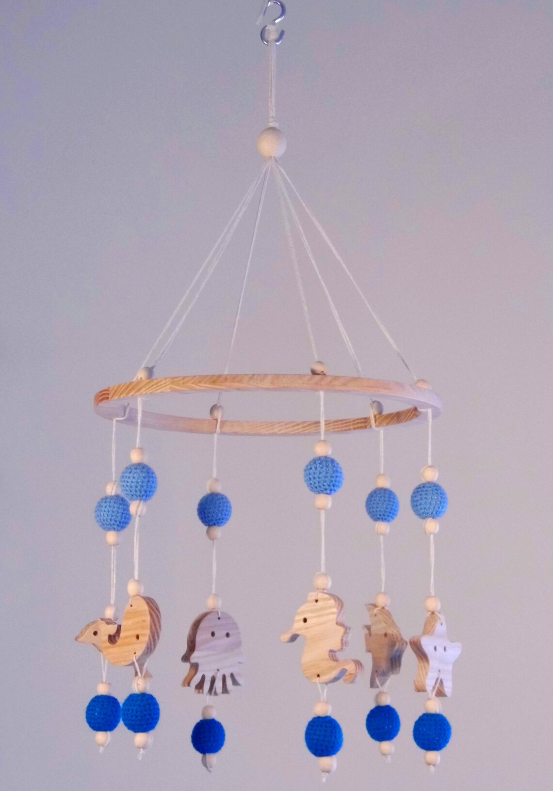 Baby Mobile Purple Nursery mobile wood Crib Decor Baby Etsy
