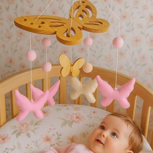 Butterfly baby mobile, Butterfly mobile girl, Felt butterfly, Nursery mobile butterfly, Baby crib mobile, Hanging felt mobile, Girl gift