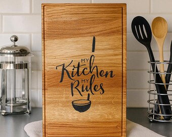 Engraved Oak Cutting Board: Rustic Kitchen Decor, Housewarming Gift