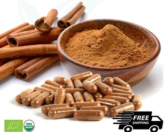 Ceylon organic Cinnamon Capsules 600mg High Potency Natural Supplement Vegan Capsules