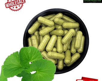 Cápsulas de hojas de Centella asiática (600 mg) Gotukola, Brain Booster orgánico puro