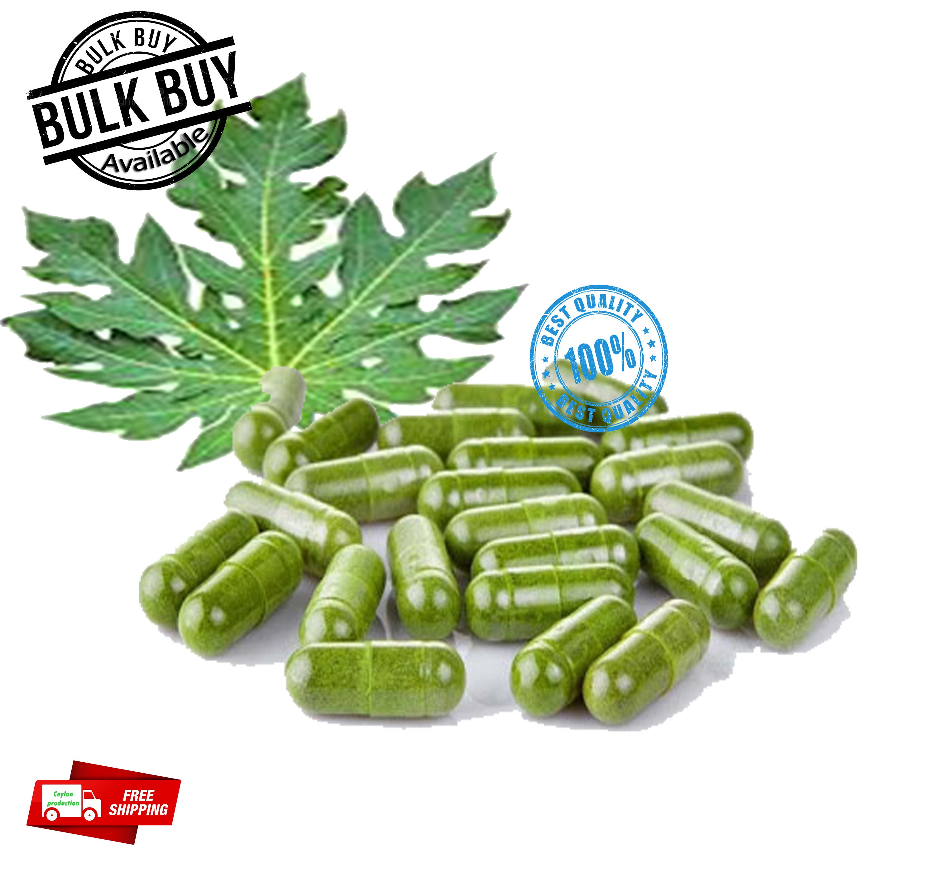 Papaya Leaves Capsules600mg Pure Organic Increase Platelet Count