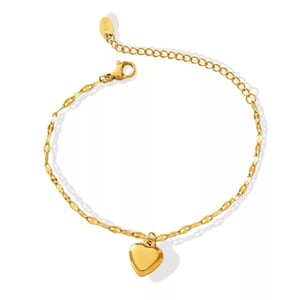 Heart Charm Bracelet, Gold Plated Heart Bracelet, Dainty Gold Bracelet, Heart Bracelet, Valentines Day Gift, Gifts for her