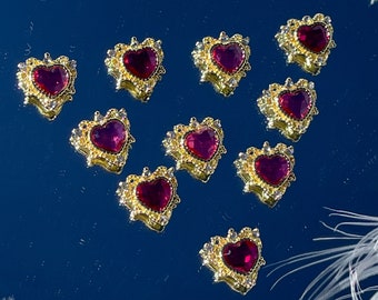 1 Piece Colourful Nail Crystals, Rhinestone Nail Charms, Gold Nail Charms, Heart Shape Nail Charms, Rhinestone Nail Art