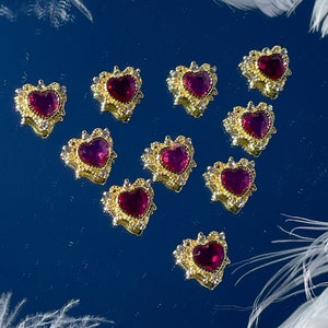 1 Piece Colourful Nail Crystals, Rhinestone Nail Charms, Gold Nail Charms, Heart Shape Nail Charms, Rhinestone Nail Art