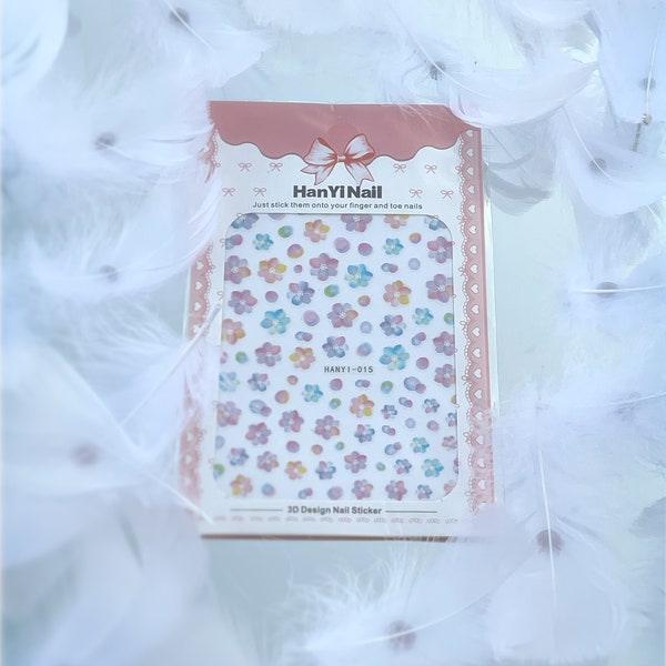 Cotton Candy Flowers 3D Extra Thin Self Adhesive Nail Stickers